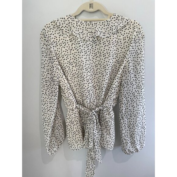 Women's Max Studio Long Sleeve Wrap style Ruffle Front Top, size small - Picture 3 of 16